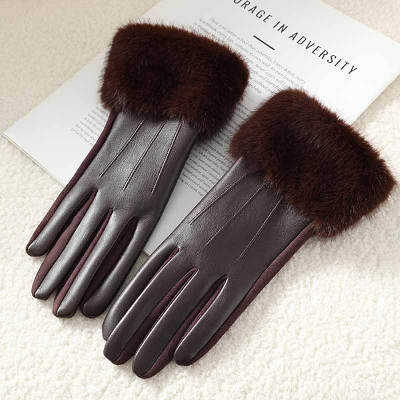 Leather Driving Glove - Yumuşak Suni Kürk Detaylı Manşetli, Dokunmatik